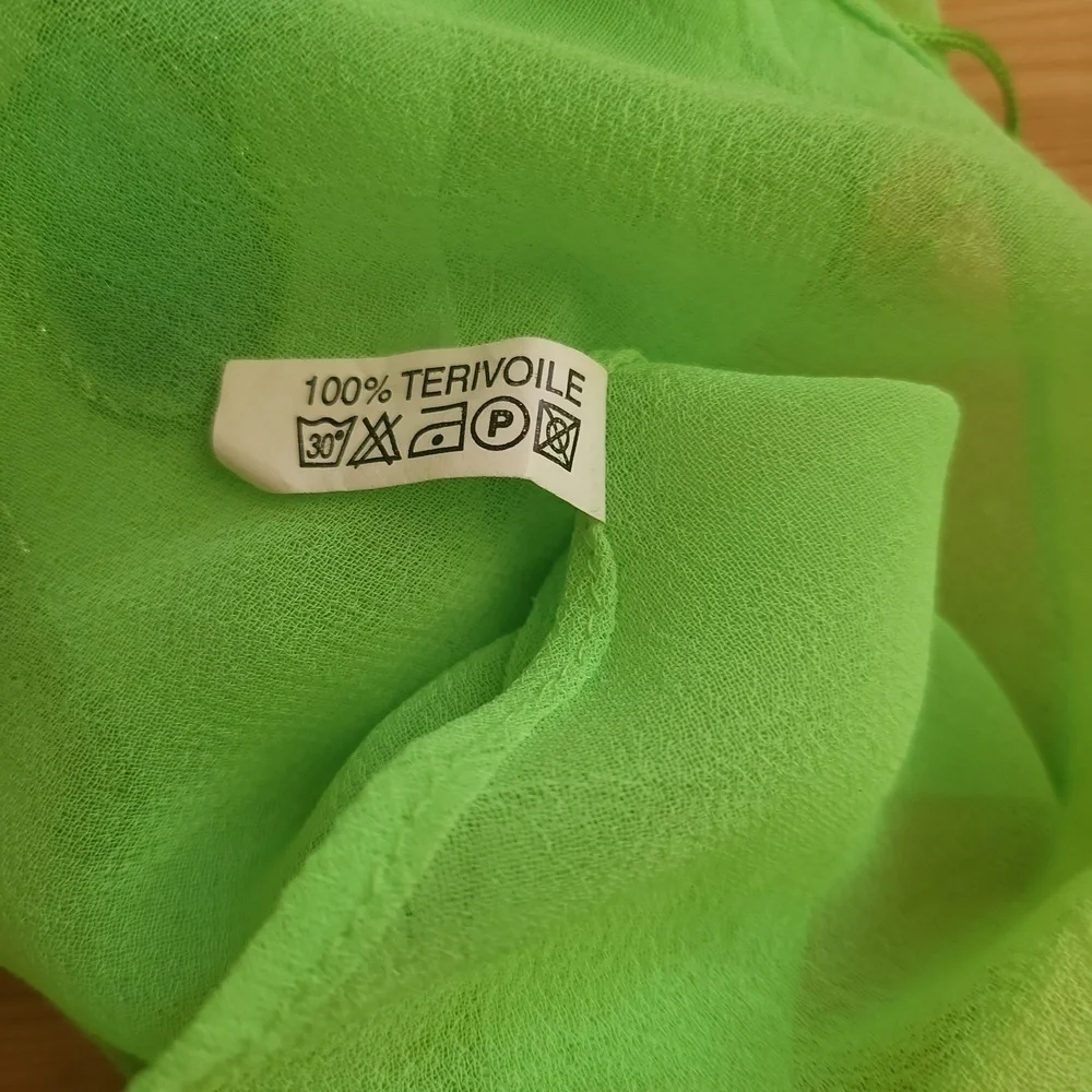 Rima Handpainted Green Floral Triangle Scarf Chiffon Terivoile Fringe